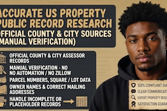 do verified US property real estate public record research from official sources