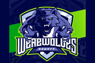 design high quality werewolf art mascot logo with my fastest delivery