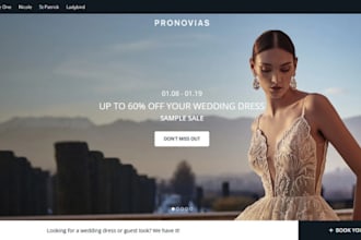 design minimalist wedding gowns shopify website, bridal dresses shopify store