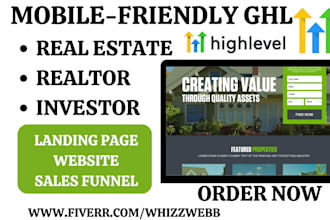design gohighlevel real estate landing page ghl realtor website sales funnel