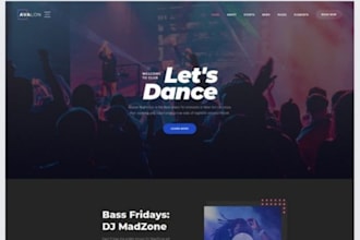 design night club website, bar website, party website, festival website