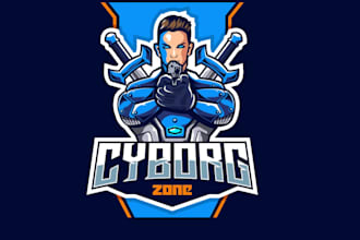 design high quality cyborg gunners e sport mascot logo with fastest delivery