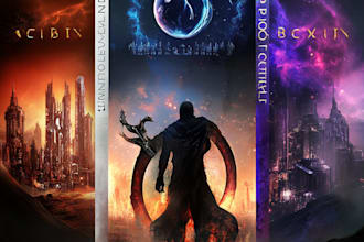 design fantasy, sci fi and horror book cover or illustration