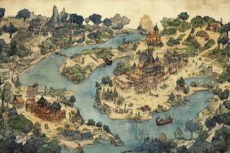 draw a digital art fantasy map for your book