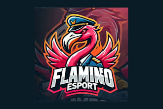 do creative flamingo mascot logo with free source file