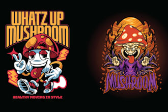 create mascot skull mushroom logo