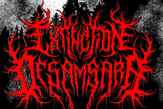 draw metal, brutal, death metal logo for your band, brand