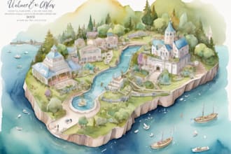 design watercolor wedding map