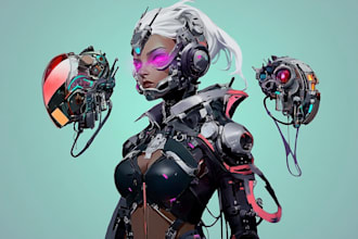 design cyberpunk and fantasy character splash art