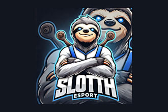 design modern sloth esport mascot logo with express delivery