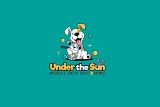 design clever robust mobile dog grooming logo