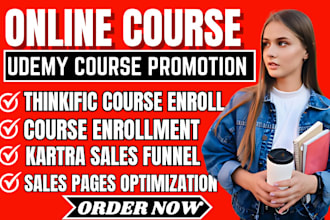 do online udemy course promotion, online social media thinkific course