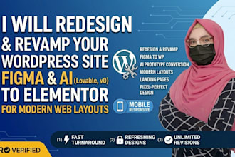 redesign,recreate,or convert figma and ai design to wordpress elementor