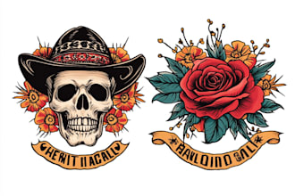 custom drawing your traditional or old school tattoo design