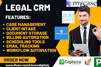 setup legal crm clio lawmatics mycase practicepanther pipedrive zola suite litif