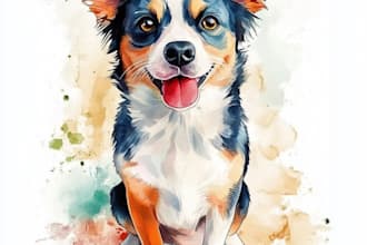 make a cute watercolor art style of your pet portrait