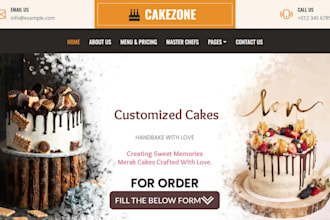 build cake ecommerce website bakery website cake shopify store desert website