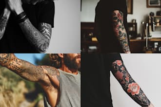 do tattoo sleeve, traditional, minimalist, geometric tattoo design