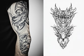 draw line art minimal minimalist flower tattoo sleeve illustration design