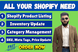 do shopify product listing, product upload and inventory update