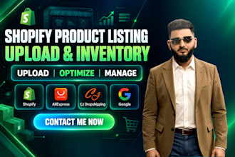 do shopify product listing, product upload and inventory update
