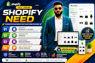 do shopify product listing, product upload and inventory update