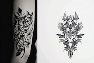 create minimalist line art tattoo with my style