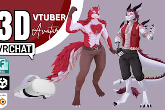 create custom furry or anime 3d rig VR avatar for vrchat vtubers character model