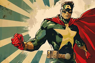 do a superhero comic, comic art, comic cover art