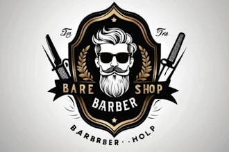 create luxury, minimal, barber shop logo design for you