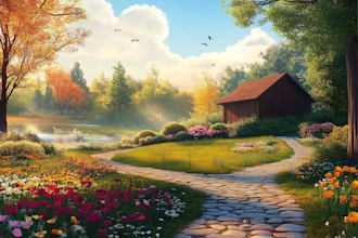 draw a realistic landscape or background illustration for you