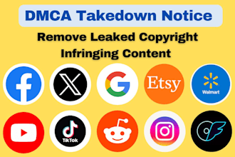 send dmca notice remove copyright leaked content fb ig yt tiktok reddit google