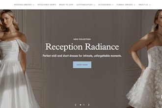 design minimalistic wedding gown shopify website bridal dresses shopify store