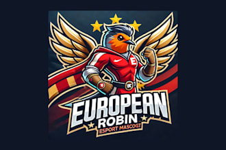 do amazing european robin mascot logo with unlimited revisions