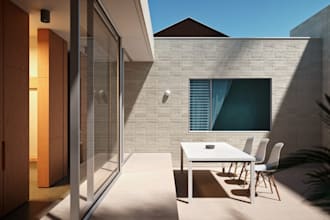 render blender interior model, modern house design, landscape balcony in 3ds max