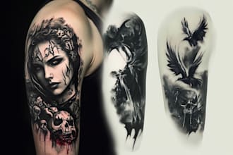 create unique custom tattoo any tattoo design, tattoo artist