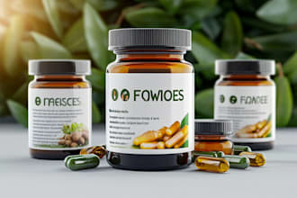 3d supplement bottle private label design, box design mockup