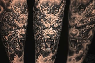 create custom realistic tattoo design, tattoo sleeve