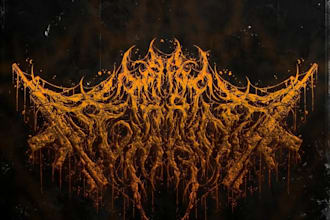 create chrome metallic black slaming, goregrind, brutal death metal logo design