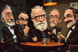 do funny cartoon character, caricature, logo, portrait
