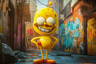 draw you in popular yellow cartoon character style