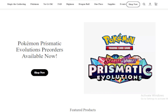 build pokemon tcg shopify website for trading cards, ccg, magic store dropship