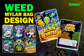 design unique mylar bag, weed pouch and cannabis cbd packaging labels