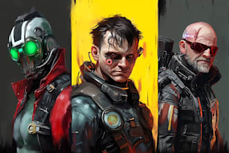 create scifi or cyberpunk character portrait art