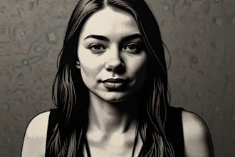 draw a custom portrait in linocut style