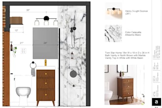create a modern mid century bathroom design