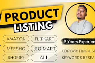 do listing on amazon, flipkart, meesho, jio mart, all types of product