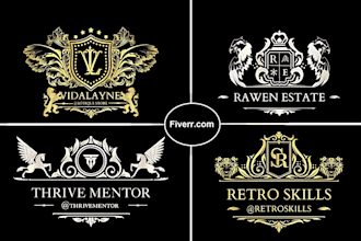 design luxury regal heraldic family crest coat of arms logo with all source file
