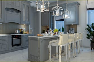 classic kitchen design,interior color concept,dining area,cabinet render,cgi,skp
