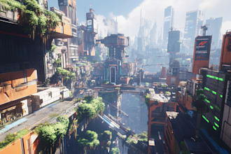 create a sci fi or cyberpunk futuristic cityscape